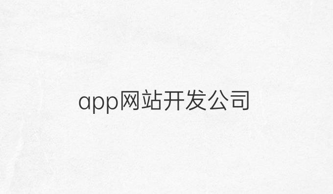 app网站开发公司