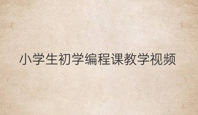 小学生初学编程课教学视频