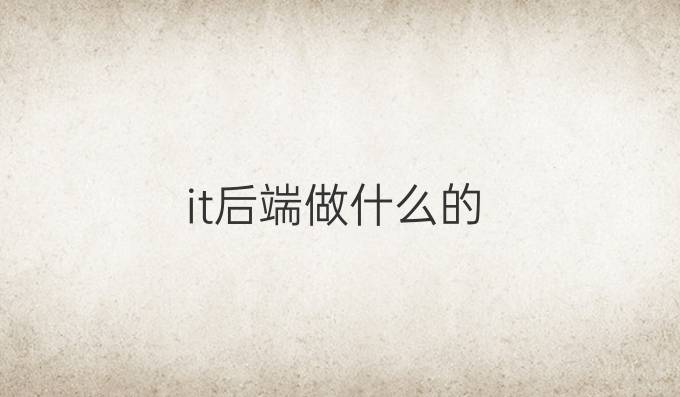 it后端做什么的