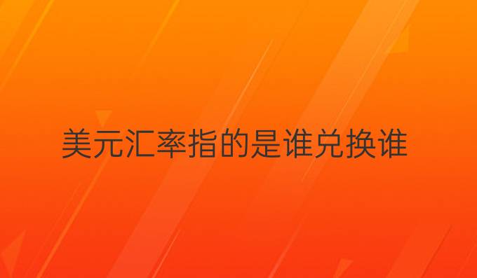 美元汇率指的是谁兑换谁