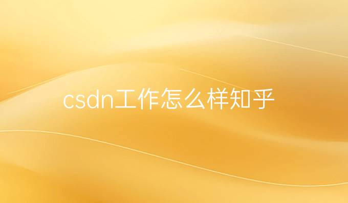 csdn工作怎么样知乎