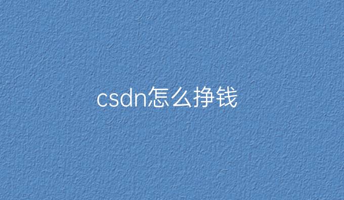 csdn怎么挣钱
