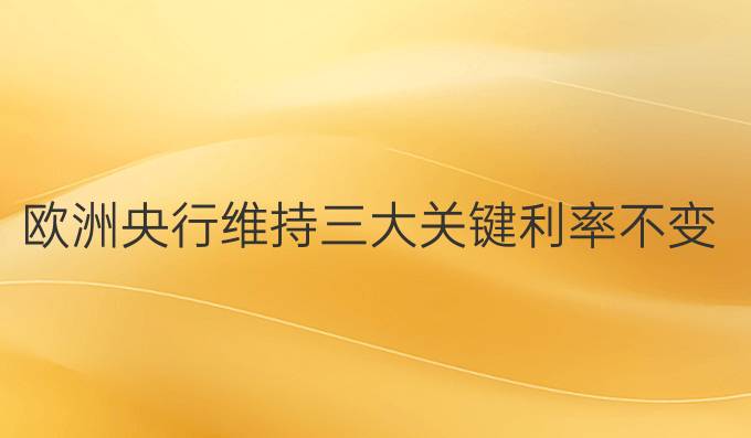 欧洲央行维持三大关键利率不变