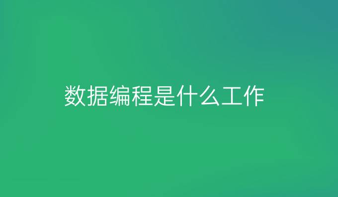 数据编程是什么工作