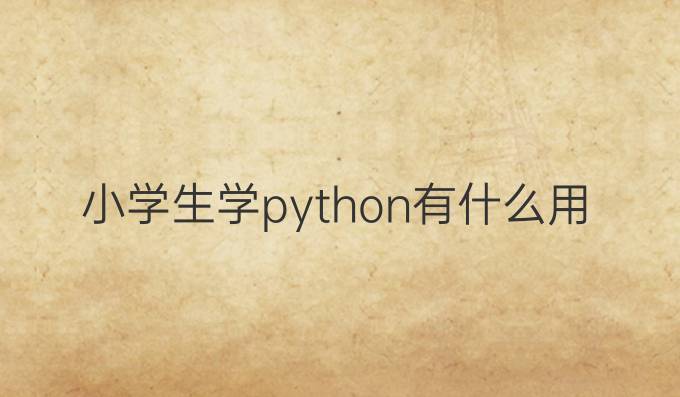 小学生学python有什么用