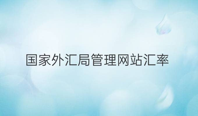 国家外汇局管理网站汇率