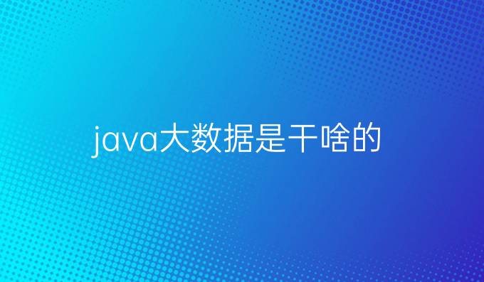 java大数据是干啥的