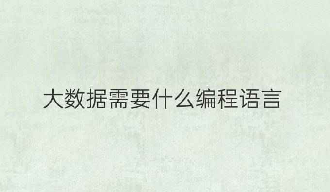 大数据需要什么编程语言