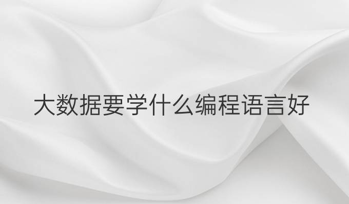 大数据要学什么编程语言好
