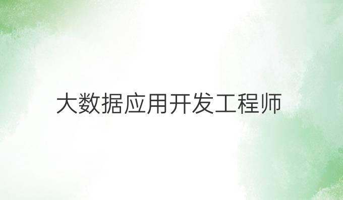 大数据应用开发工程师