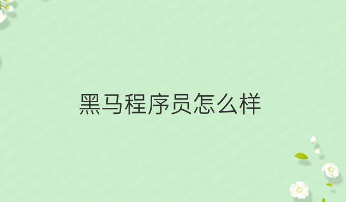 黑马程序员怎么样