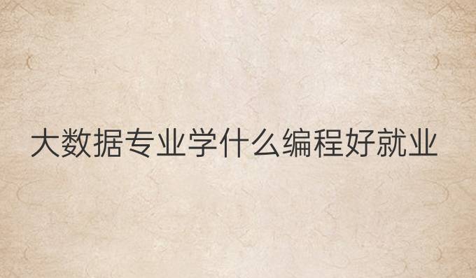 大数据专业学什么编程好就业