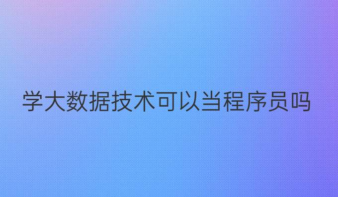 学大数据技术可以当程序员吗