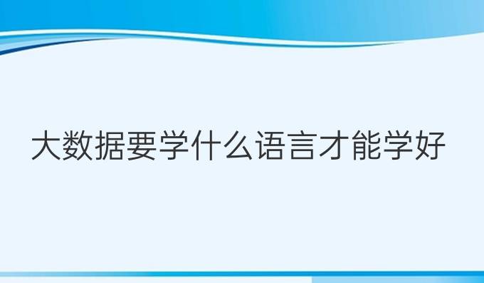 大数据要学什么语言才能学好
