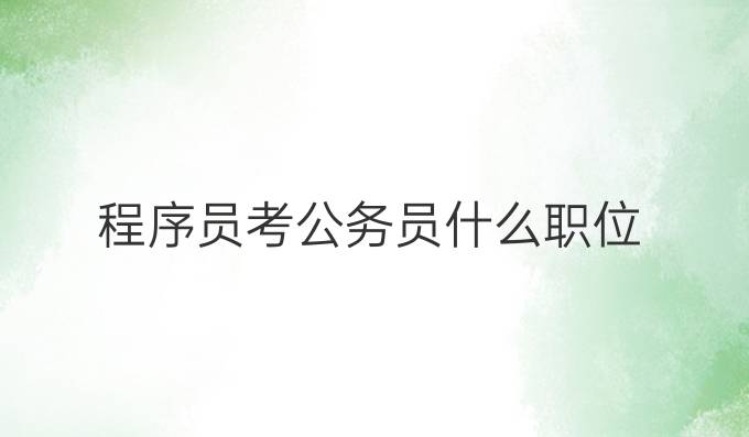 程序员考公务员什么职位